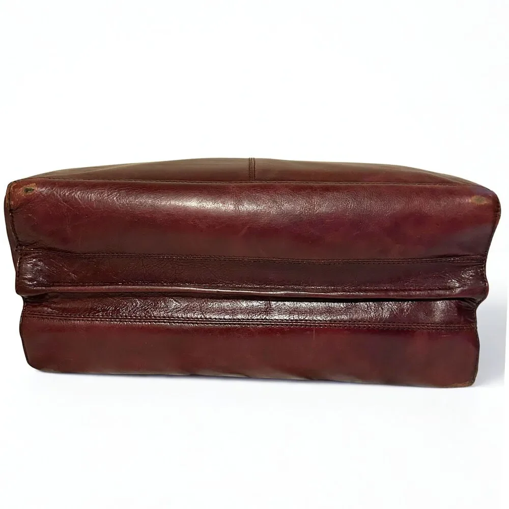 Kenneth Cole New York Leather Briefcase Messenger Bag Burgundy Laptop AS-IS